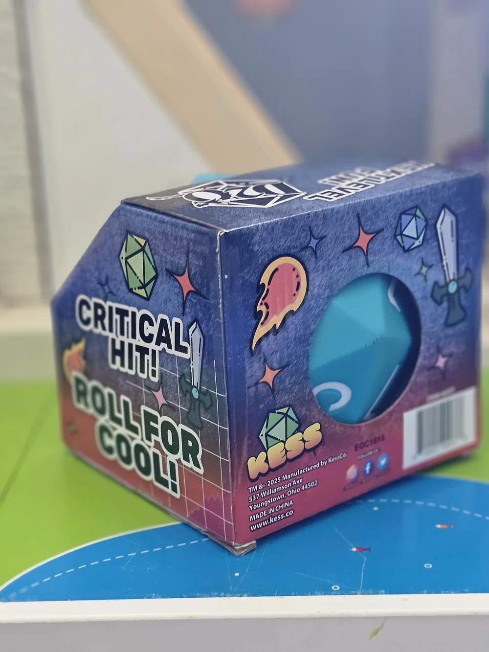 KESS Giant D20 Dice in Bright Teal